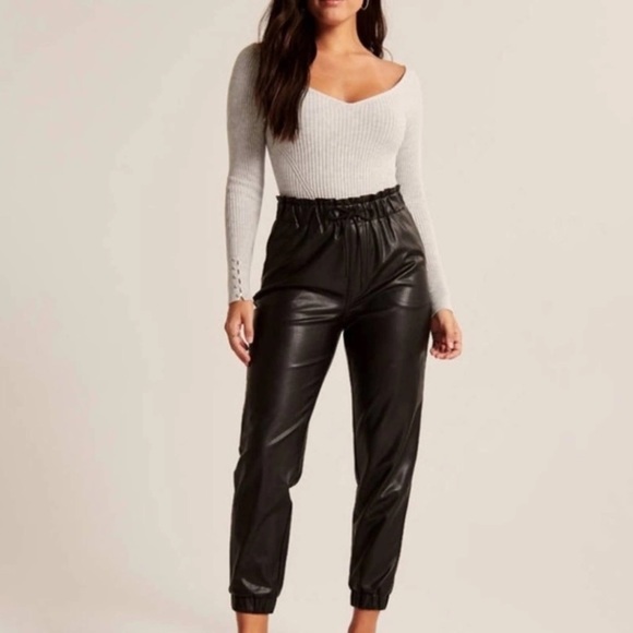 Abercrombie & fitch drawstring leather pants - Picture 1 of 3